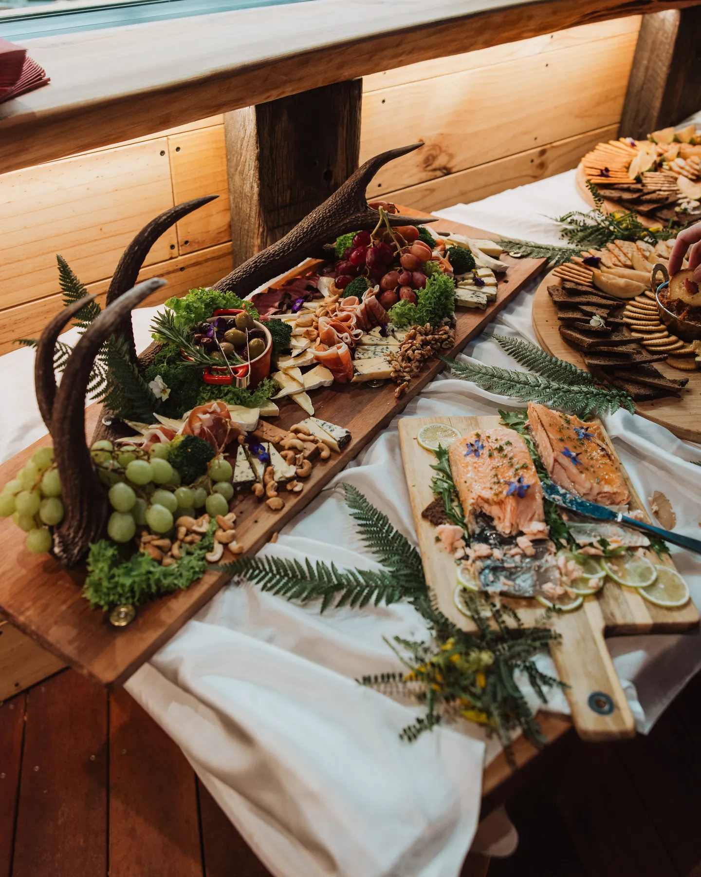 Grazing platter with local cheese, cured meats and smoked salmon